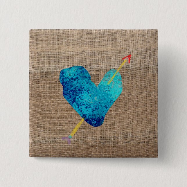 Blaue Herz mit Pfeil Kunst 2020 Button (Vorderseite)