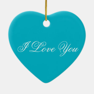 Blaue Herz-Verzierung - i-Liebe Sie Keramikornament