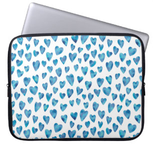Blaue Herz-Wasserfarbe-Laptoptasche / -hülle Laptopschutzhülle