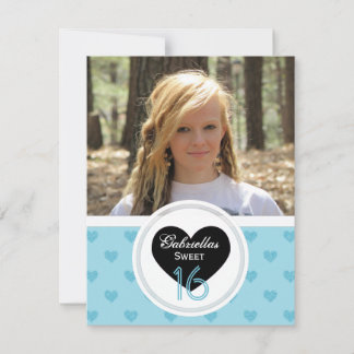 Blaue Herzen: Bild: Sweet 16 Party Einladung