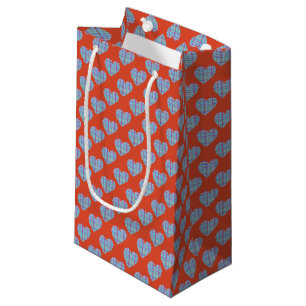 Blaue Herzen in Rot Kleine Geschenktüte