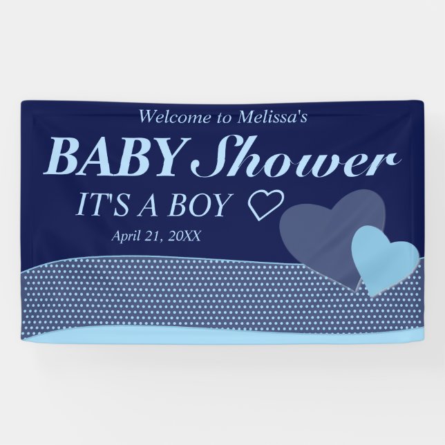 Blaue Herzen | ist es eine moderne Babyparty des Banner (Horizontal)