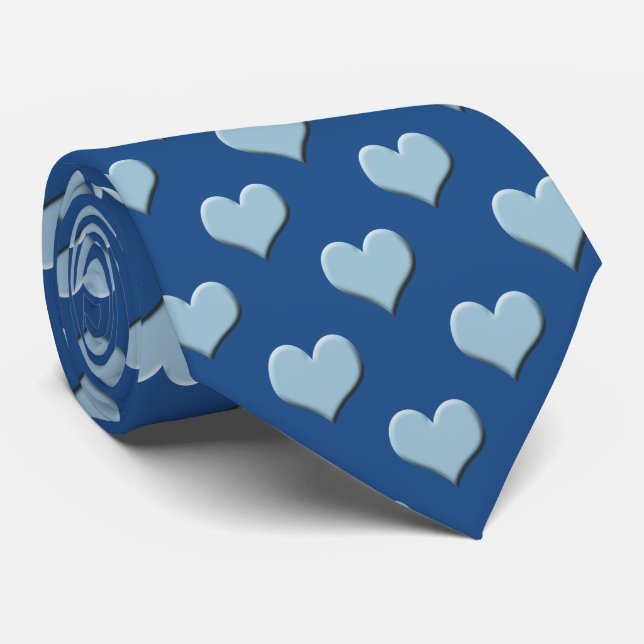 Blaue Herzen Krawatte (Gerollt)