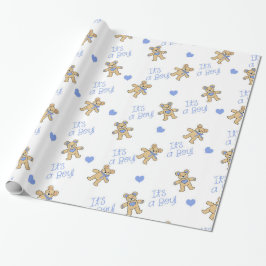 Blaue Herzen mit Teddy Bears Geschenkpapier