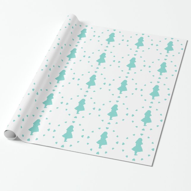 Blaue Herzen um Alice Wrapping Paper Geschenkpapier (Ungerollt)