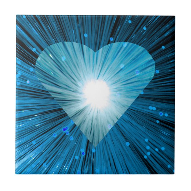Blaue Herzfliese Fliese (Vorderseite)