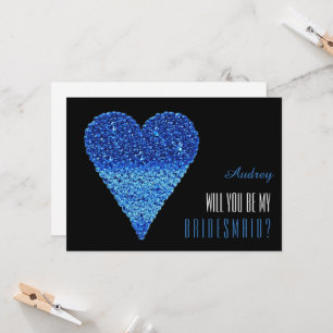 Blaue Herzform Werden Sie meine Bridesmaid? Einladung
