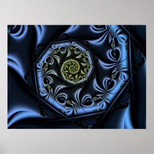 Blaue Herzspirale Poster