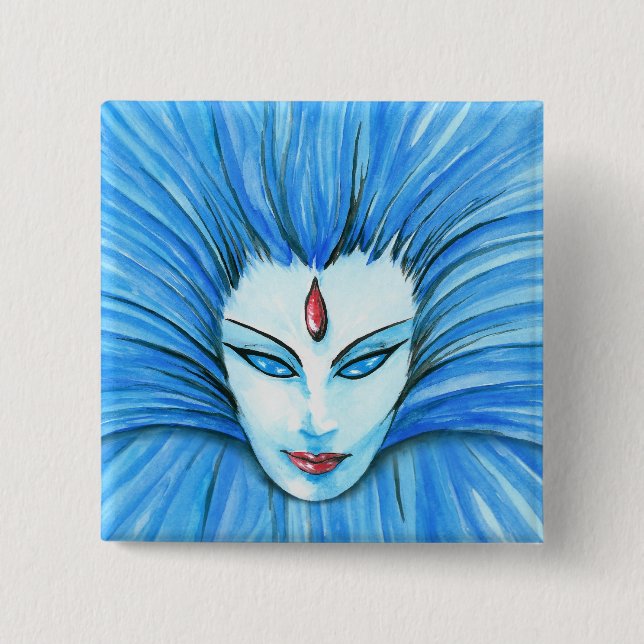 Blaue Hexe Button (Vorderseite)