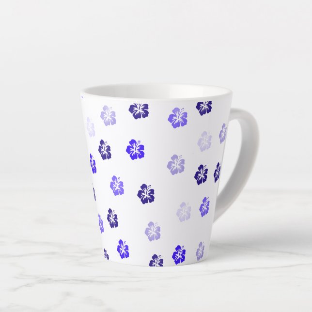 Blaue Hibiskus-Blumen-Latte-Mug Milchtasse (Rechte Ecke)