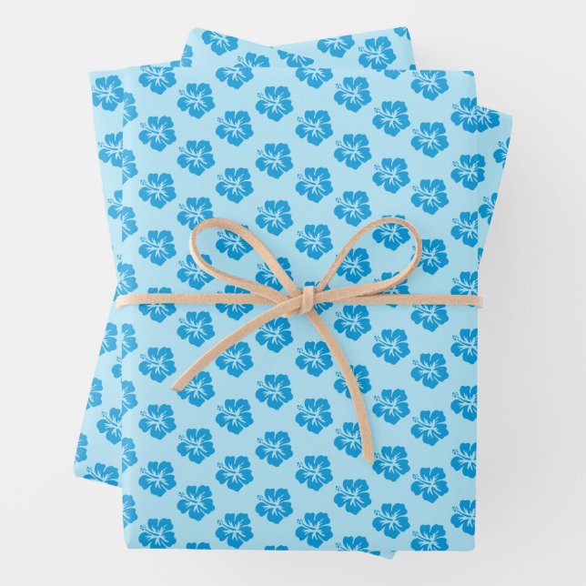 Blaue Hibiskus-Geschenkpapier-Set  Geschenkpapier Set (Beispiel)