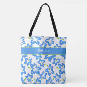 Blaue Hibiskus-Monogramm-Tasche Tasche