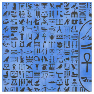 Blaue Hieroglyphen Stoff