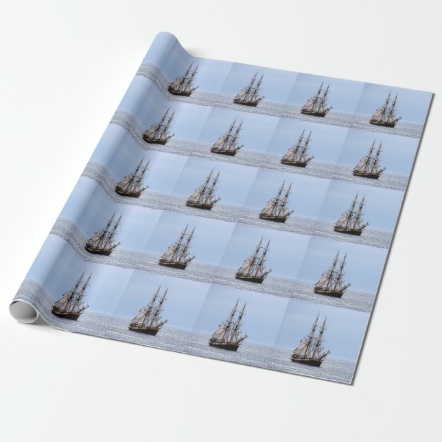 Blaue Himmel auf dem Wasserboot Geschenkpapier (Ungerollt)
