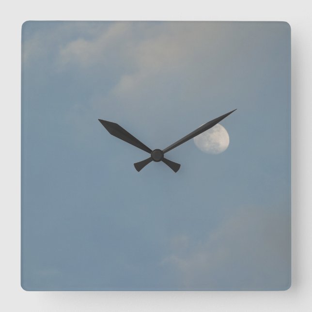 Blaue Himmel Mond Wanduhr (Vorderseite)