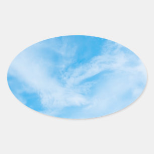 Blaue Himmel Natur Weiße Wolken Leere Vorlage Ovaler Aufkleber