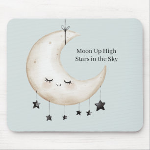 Blaue Himmel Sterne Glücklicher Mond Wimpern Mousepad