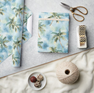 Blaue Himmel Tropische Insel Palmen Geburtstag Geschenkpapier