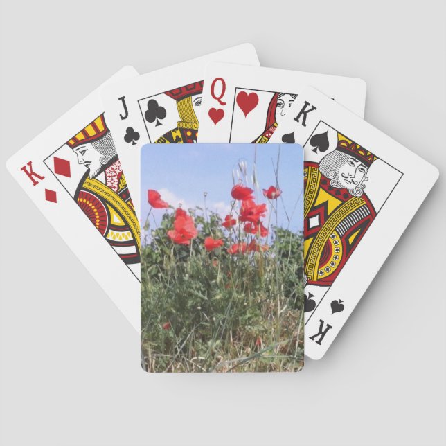 Blaue Himmel und rote Poppione Spielkarten (Rückseite)