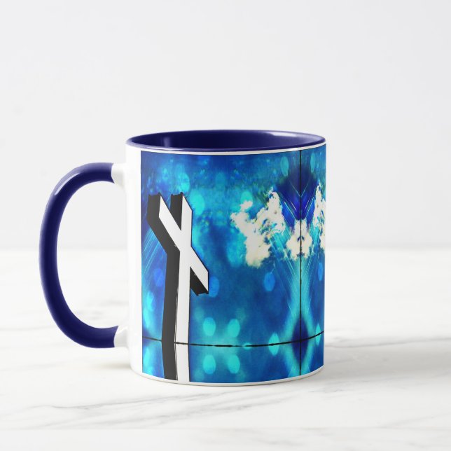 Blaue Himmelfahrt Keramik Tile Tasse (Links)