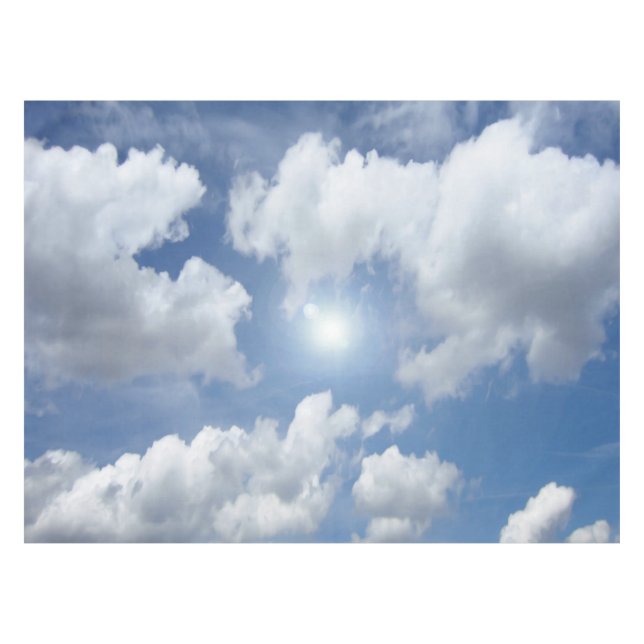 Blaue Himmels-Wolken + Ihre Ideen Tischdecke (Vorderseite (Horizontal))
