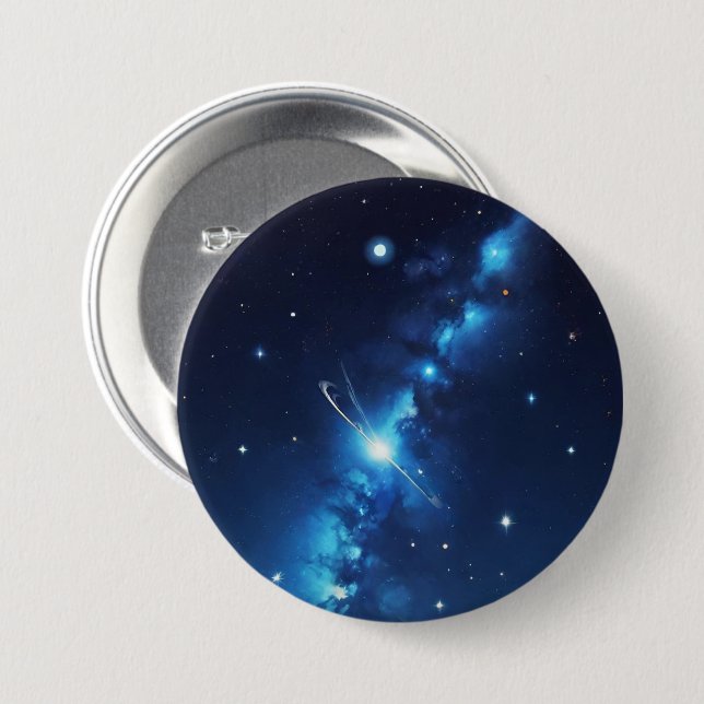 Blaue Himmelsgalaxie Button (Vorne & Hinten)
