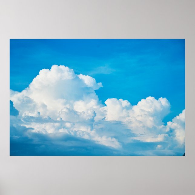 Blaue Himmelshinterwolken weiß Poster (Vorne)