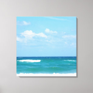 Blaue Himmelsmeereswellen mit weißem Horizont Leinwanddruck