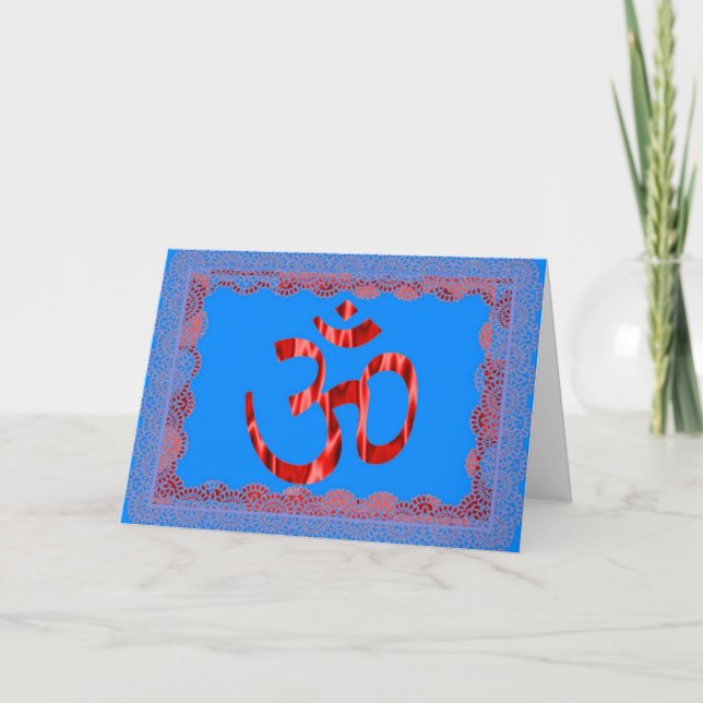 Blaue hindische Grußkarte OM Karte (Vorderseite)