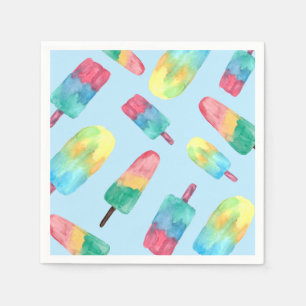 Blaue Hintergrundfarbe Aquarellfarbige Populatione Serviette