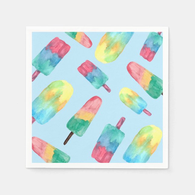 Blaue Hintergrundfarbe Aquarellfarbige Populatione Serviette (Vorderseite)