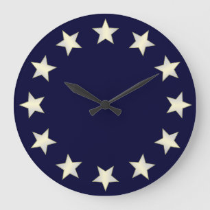 Blaue Hintergrunduhr der weißen Sterne Große Wanduhr