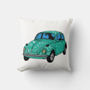 Blaue Hippie-Auto-Wurfkissen Kissen