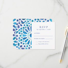 Blaue Hochzeit am Mittelmeer RSVP Karte