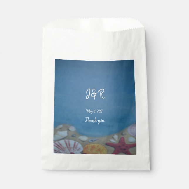 Blaue Hochzeit am Strand Geschenktütchen (Vorderseite)