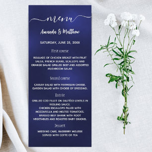 Blaue Hochzeit auf der Speisekarte Werbekarte