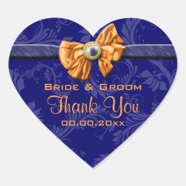 Blaue Hochzeit "Danke" Thema Herz-Aufkleber