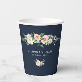 Blaue Hochzeit der blühenden Marine Pappbecher