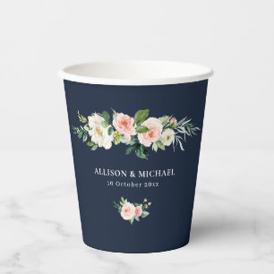 Blaue Hochzeit der blühenden Marine Pappbecher