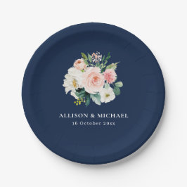 Blaue Hochzeit der blühenden Marine Pappteller
