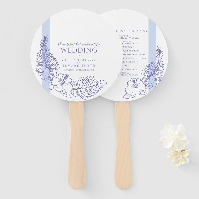 Blaue Hochzeit der Botanica Line Fächer (Vorne und Hinten)