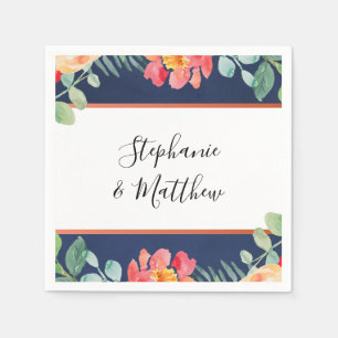 Blaue Hochzeit der Korallenblume Serviette