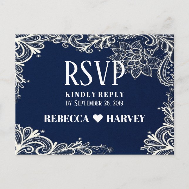 Blaue Hochzeit der Nautik RSVP Einladungspostkarte (Vorderseite)
