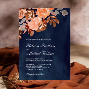 Blaue Hochzeit der Navy Rustic Earthy Terracotta F Einladung