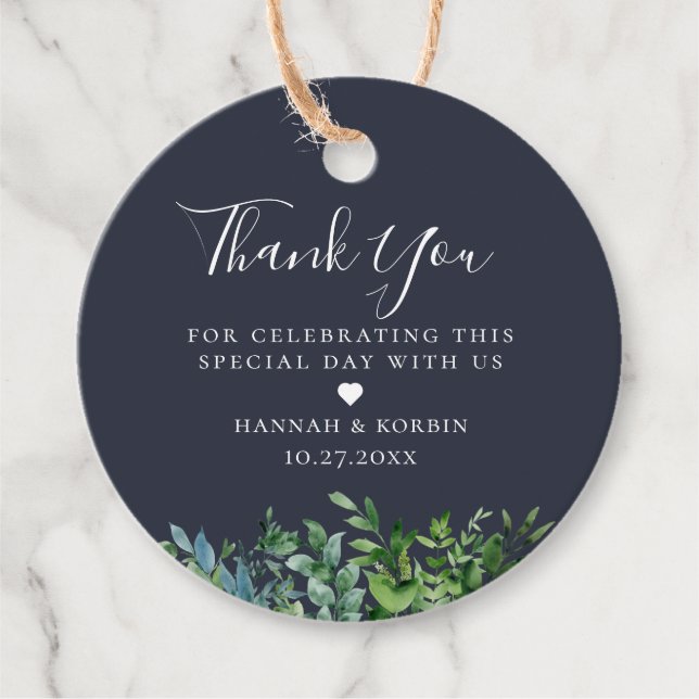 Blaue Hochzeit der Rustikalen Wälder Geschenkanhänger (Vorderseite)