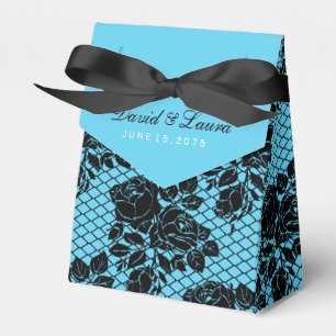 Blaue Hochzeit in Schwarz und Aquamarin Geschenkschachtel