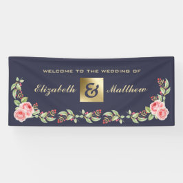 Blaue Hochzeit mit floralen Farben Banner