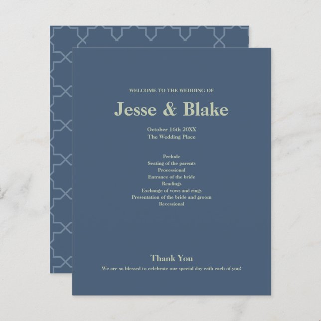 Blaue Hochzeit mit Latticework-Muster (Vorne/Hinten)