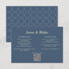 Blaue Hochzeit mit Latticework-Muster Begleitkarte
