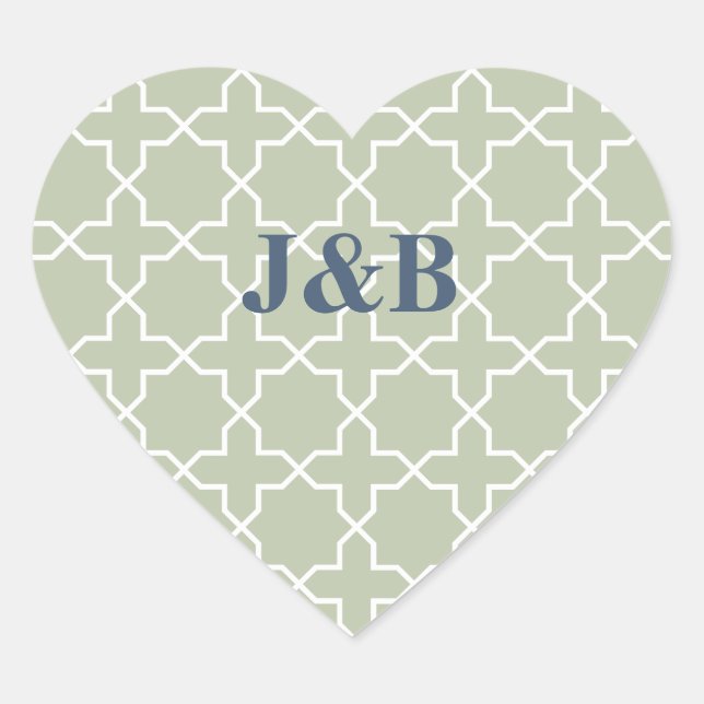 Blaue Hochzeit mit Latticework-Muster Herz-Aufkleber (Vorderseite)